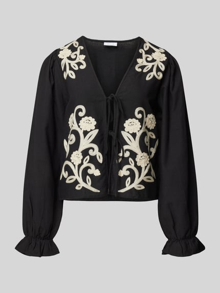 VILA Regular Fit Bluse aus Viskose-Mix mit Leinen-Anteil Modell 'POLENE' Black 2