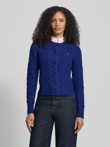 Polo Ralph Lauren Cardigan aus Wolle-Kaschmir-Mix mit Label-Stitching Dunkelblau 4