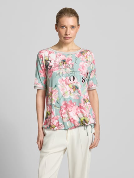 Betty Barclay T-shirt van mix van viscose en elastaan met statementprint Rosé - 4