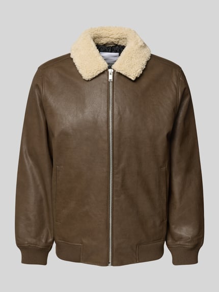 Lindbergh Bomberjacke mit gerippten Abschlüssen Mittelbraun 2