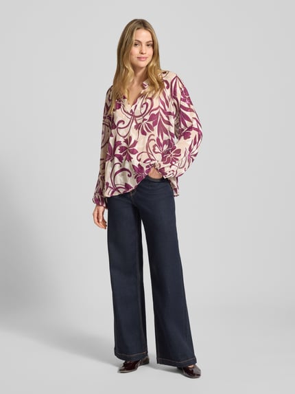 ZABAIONE Regular Fit Bluse mit V-Ausschnitt Fuchsia 1