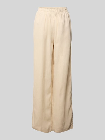 YAS Leinenhose mit elastischem Bund Modell 'FLAXY' Beige 2