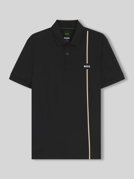 BOSS Green męski t-shirt o kroju regular fit sport z taśmą z logo Czarny 2