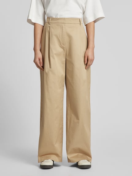 Jake*s Collection Wide leg bandplooibroek en riemlussen Zand - 4