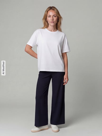SEDUCTIVE Regular fit wijdte broek van viscosemix model 'KIMBERLEY' Marineblauw - 1