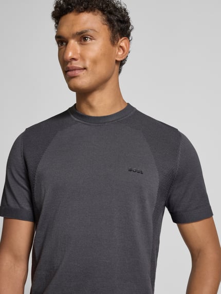 BOSS Green T-shirt o kroju regular fit z mieszanki bawełny model ‘MOMENTUM’ Ciemnoszary 3