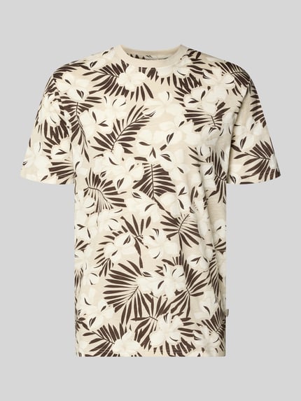 Produktfoto, Regular Fit T-Shirt aus reiner Baumwolle Modell 'PERRY' von Only & Sons, efekt: wzór na całej powierzchni, krój regular fit, okrągły dekolt, krótki rękaw, dżersej, bawełna