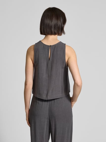 Jake*s Casual Loose Fit Crop Top aus Viskose-Leinen-Mix Dunkelgrau 5