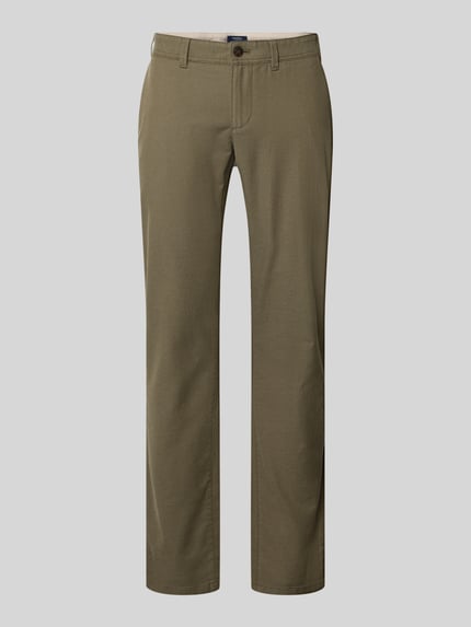Produktfoto, Kleingemusterte Hose mit Gesäßtaschen von MCNEAL aus Baumwoll-Elasthan-Mix, Slim-Fit in Olivgrün, Struktur glatt.