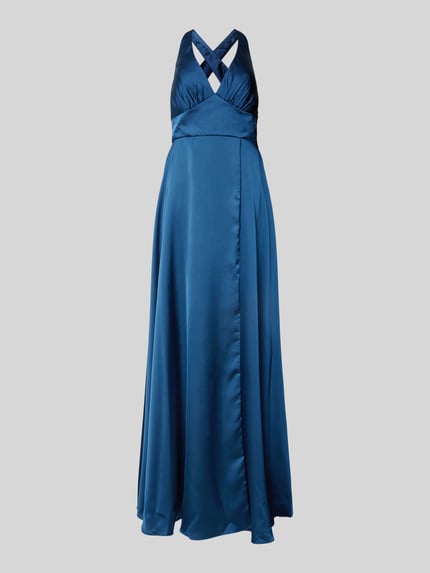 LUXUAR FASHION Sukienka wieczorowa z dekoltem w serek Błękitny 2