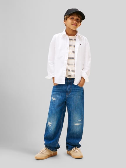 Tommy Hilfiger Kids regular fit hemd van katoenmix met gestikt logo Wit - 1
