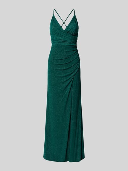 Mascara Abendkleid mit Raffungen Dunkelgruen 2