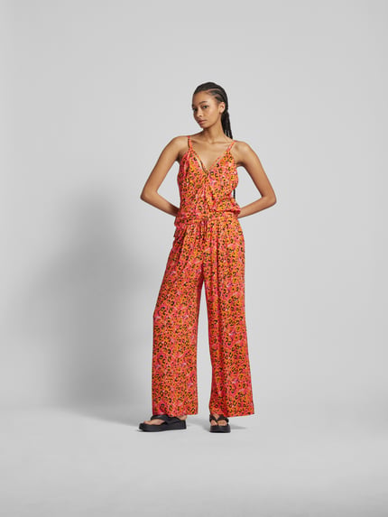 Lala Berlin Top mit Allover-Animal-Print Orange 1
