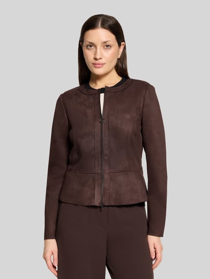 Betty Barclay żakiet krótki o kroju regular fit w imitacji skóry model 'NOS JULI' Ciemnobrązowy 4