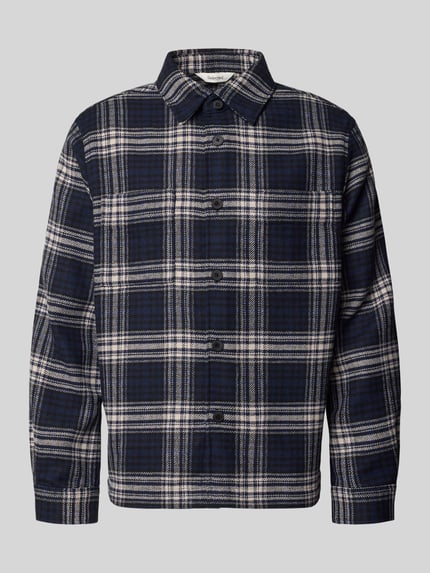 Selected Hemdjacke mit durchgehender Knopfleiste Marine 1