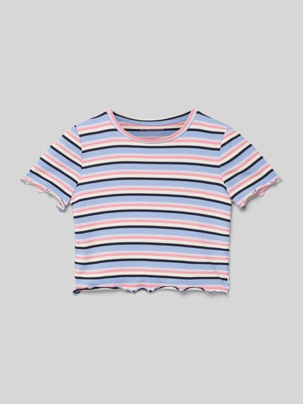 Tom Tailor T-shirt z o kroju regular fit z błyszczącą przędzą Błękitny 1