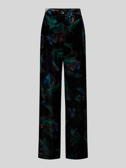 Marc Cain Wide Fit Hose aus Samt im Allover-Look Dunkelgruen 2