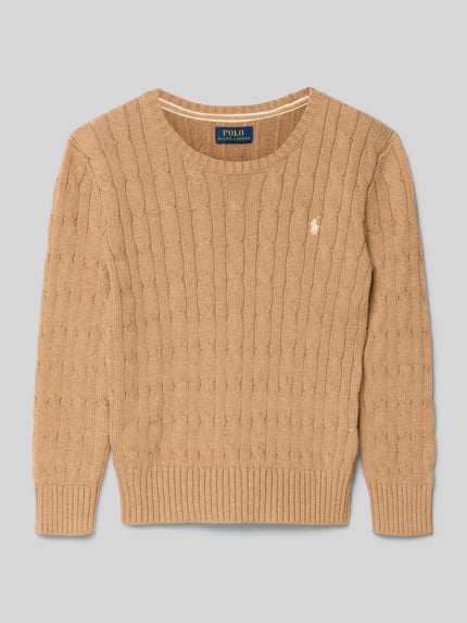 Polo Ralph Lauren Kids Strickpullover mit Zopfmuster und Label-Stitching Camel 1