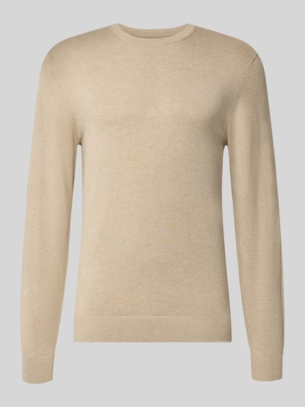 Strickpullover mit geripptem Rundhalsausschnitt Shop The Look MANNEQUINE