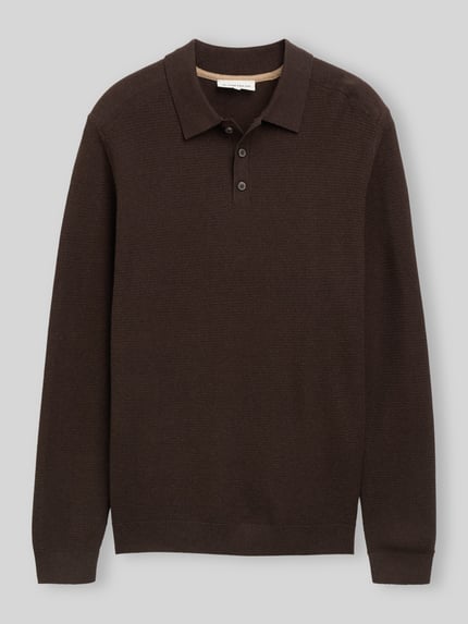 Tom Tailor Regular fit pullover met polokraag Donkerbruin - 2