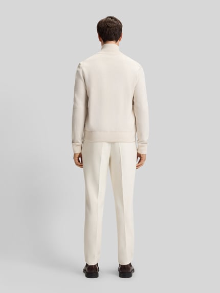 BOSS Regular fit sweatjack met doorgestikte voorkant, model 'HERNESTO' Offwhite - 5