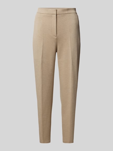 Jake*s Collection Slim fit stoffen broek met persplooien Zand - 2
