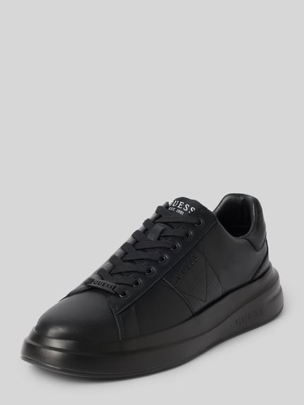 Produktfoto, Sneaker aus Leder-Mix Modell 'ELBA' von GUESS, schwarze strukturierte Sohle, abgerundete Spitze, Schnürverschluss, Herren Sneaker