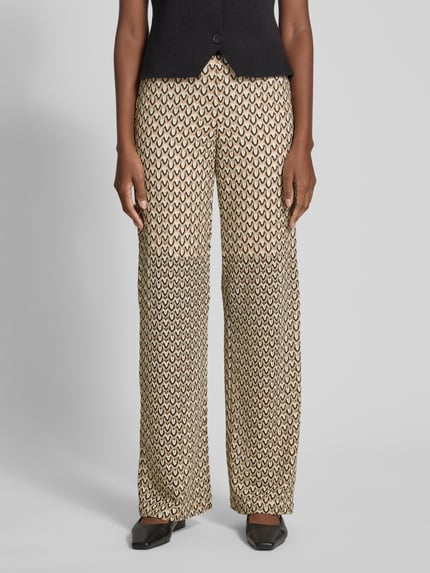 Raffaello Rossi Straight Leg Stoffhose mit elastischem Label-Bund Modell 'ELAINE' Beige 4