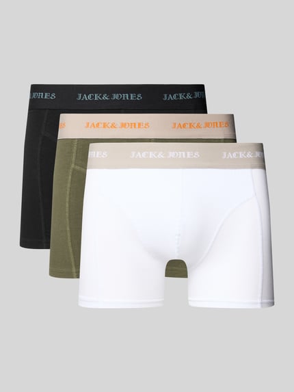 JACK & JONES Obcisłe bokserki z mieszanki bawełny w zestawie 3 szt. model ‘Miles’ Czarny 1