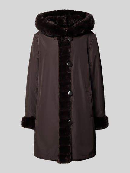 PETITE M. Wendejacke aus Webpelz mit Kapuze und Eingrifftaschen Dunkelbraun 2