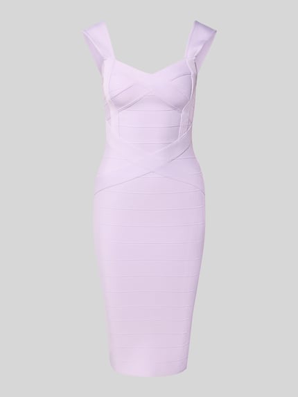 Productfoto, Slim Fit Kleid mit Strukturmuster van Lipsy in lichtlila, elastische stof, mouwloos, knielengte, met ritssluiting