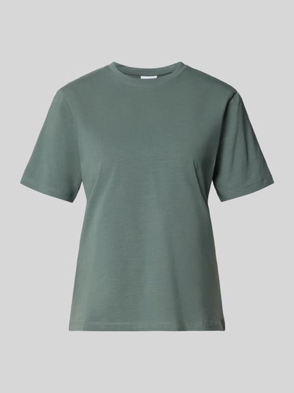 Produktfoto, Damen T-Shirt Modell 'NORA' von VILA aus Baumwoll-Elasthan-Mix in Regular-Fit mit Rundhalsausschnitt, Rückenlänge 60 cm, grüne Farbe