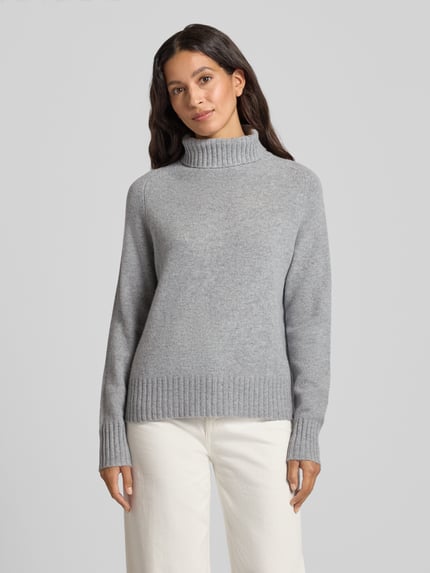 Fynch-Hatton Rollkragenpullover mit gerippten Abschlüssen Hellgrau Melange 4