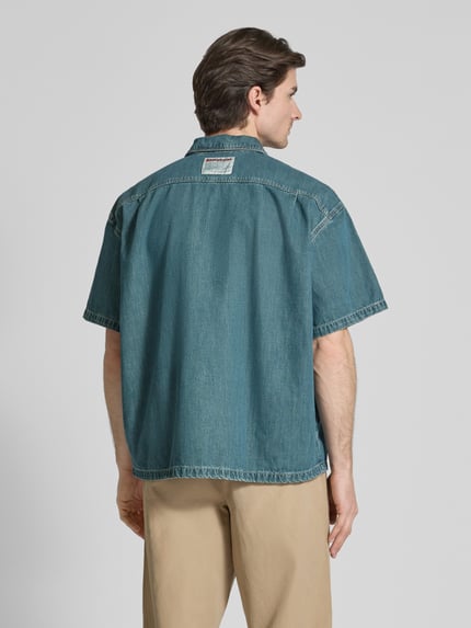 American Vintage Vrijetijdsoverhemd in denimlook, model 'OZYR' Donkerblauw - 5