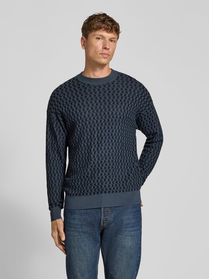 DRYKORN Strickpullover aus Viskose-Woll-Mix Modell 'VALDRIK' Dunkelblau 4