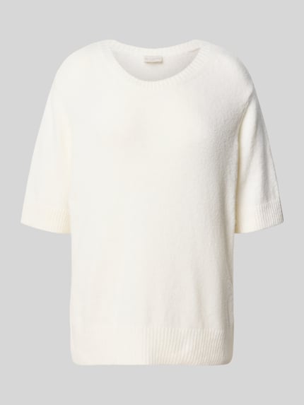 Milano Italy Sweter z dzianiny o kroju oversized z okrągłym dekoltem Złamany biały 2