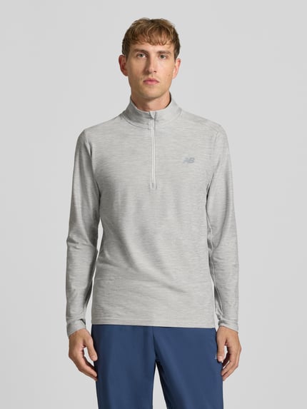 New Balance Regular Fit Sweatshirt mit Troyer-Kragen Hellgrau 4