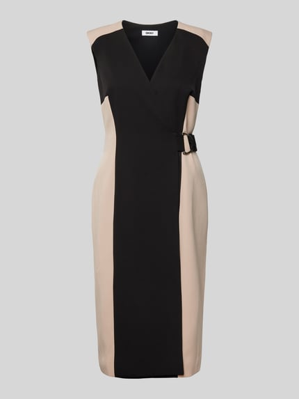 DKNY Knielange jurk in wikkellook Ecru - 2