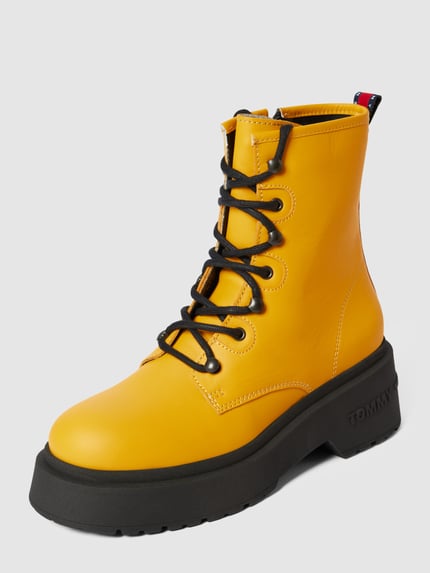 Tommy Jeans Veterboots met plateauzool, model 'CHUNK' Geel - 2