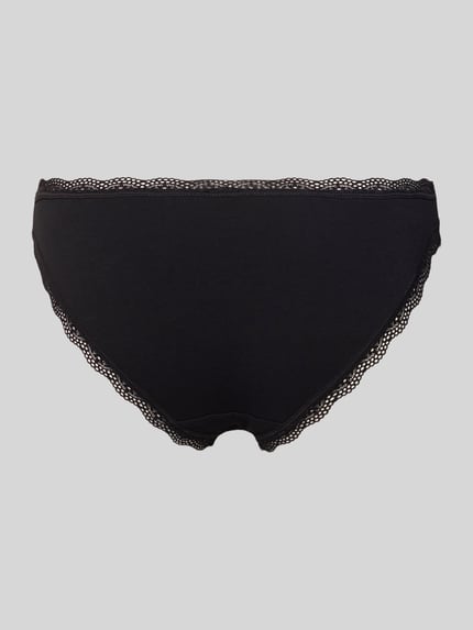 Productfoto, Slip met strikdetail in 3-pack van DORINA, zwart, kanten rand, katoen-elastaan mix, aansluitende pasvorm