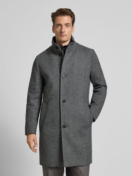 Selected Regular fit lange wollen jas met gewatteerde inzet, model 'RAINAR' Antraciet - 4