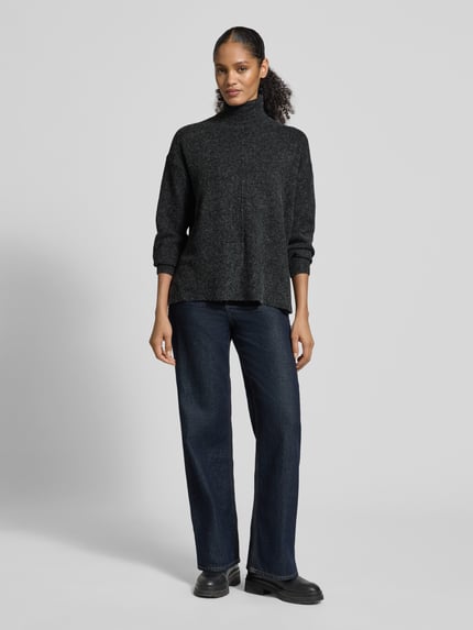 VERO MODA Regular fit coltrui met zijsplitten, model 'DOFFY' Metallic zwart gemêleerd - 1