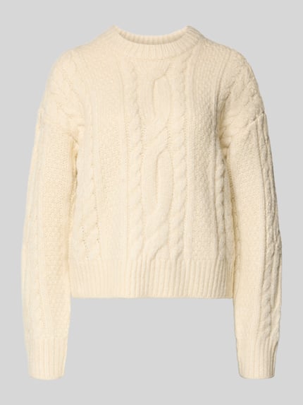 Levi's® Strickpullover mit Zopfmuster Modell 'INES' Ecru 2