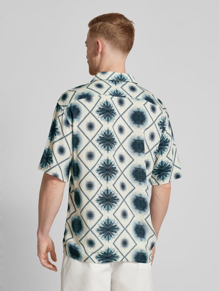 Jake*s Studio Men Regular Fit Freizeithemd mit Allover-Muster Sand 5