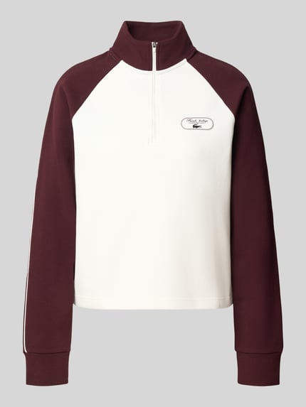 Produktfoto, Regular Fit Sweatshirt aus Baumwoll-Mix von Lacoste, dwukolorowy, detal z zamkiem błyskawicznym, naszywka z logo, pika, mieszanka bawełny