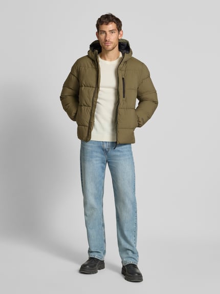 Tom Tailor Denim Kurtka puchowa z kapturem o kroju regular fit Oliwkowy 1
