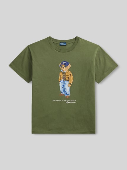 Polo Ralph Lauren Regular Fit T-Shirt mit Polo-Bear-Print Modell 'BEAR TEE' Oliv 2