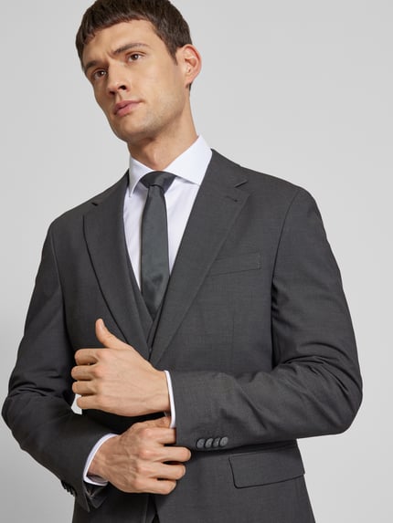 MCNEAL Slim fit 2-knoops colbert met klepzakken Antraciet - 3