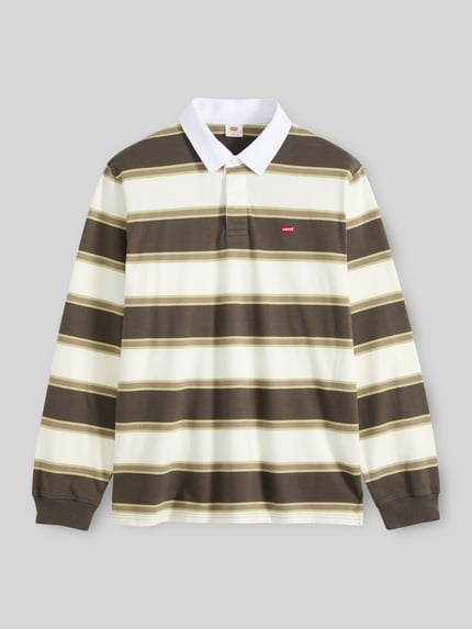 Levi's® Relaxed Fit Poloshirt aus reiner Baumwolle Modell 'RUGBY BRANCO' Mittelbraun 2
