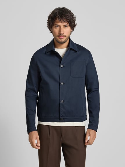 Manuel Ritz regular fit hemdjack met borstzak Marineblauw - 4